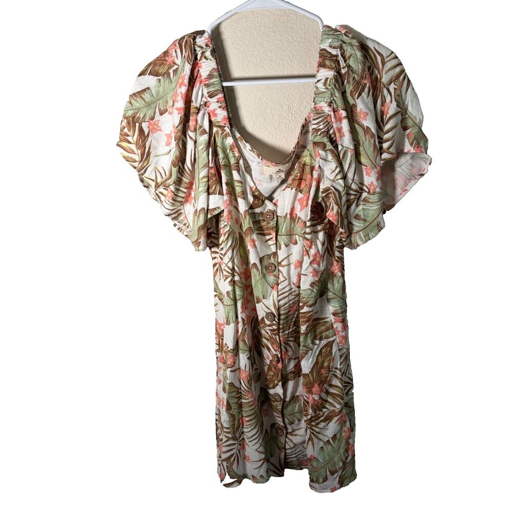 Ripcurl Dress Women's Small Button Front V-Neck Mini Floral Colorful Resort